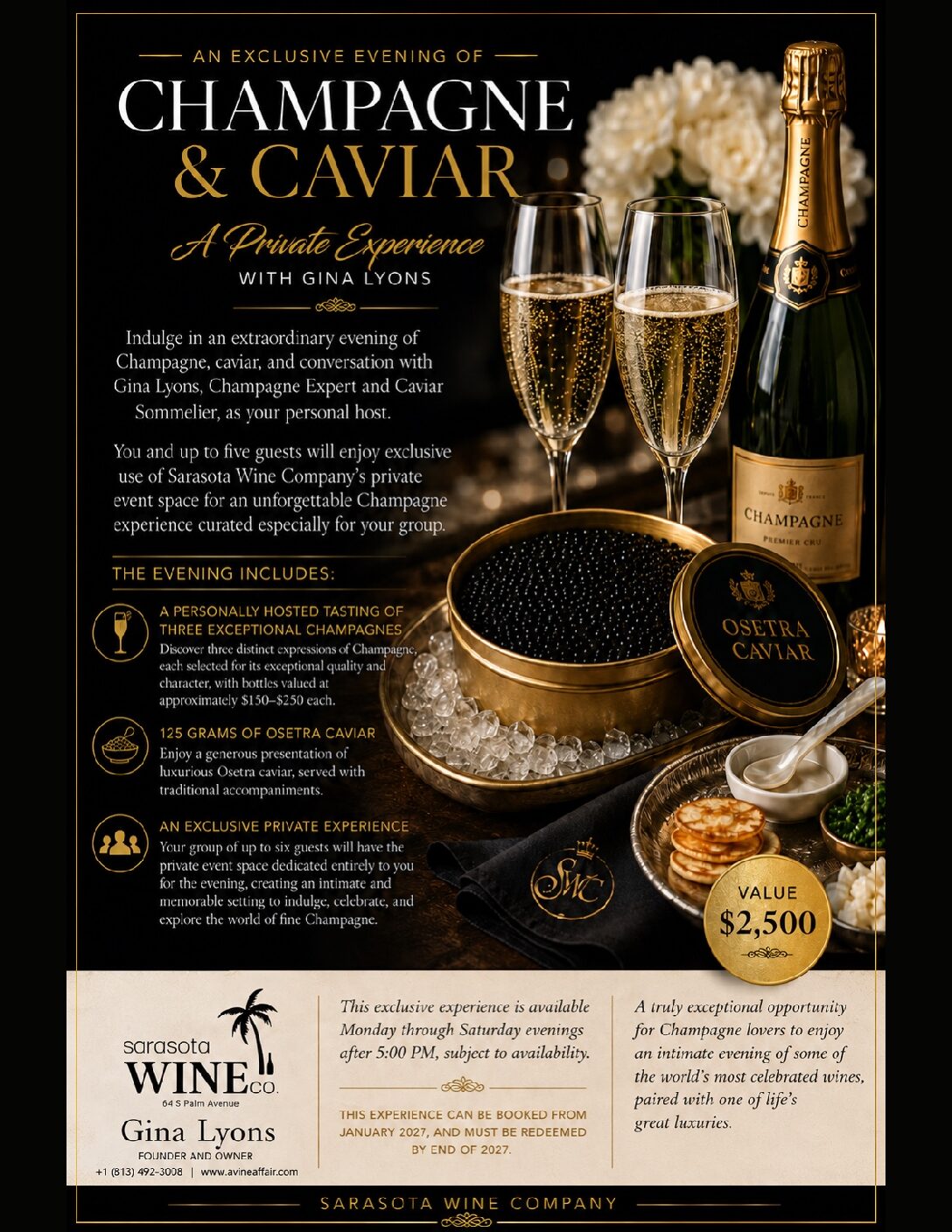 High Stakes: Champagne & Caviar Royale Hosted by Gina Lyons